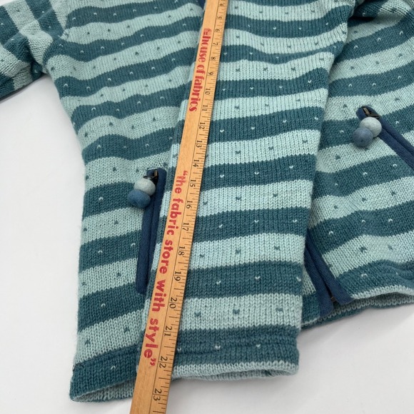 Laundromat Stuff Wool Knit Zip Up Sweater Stripe Fleece Lined - Blue - Picture 13 of 13